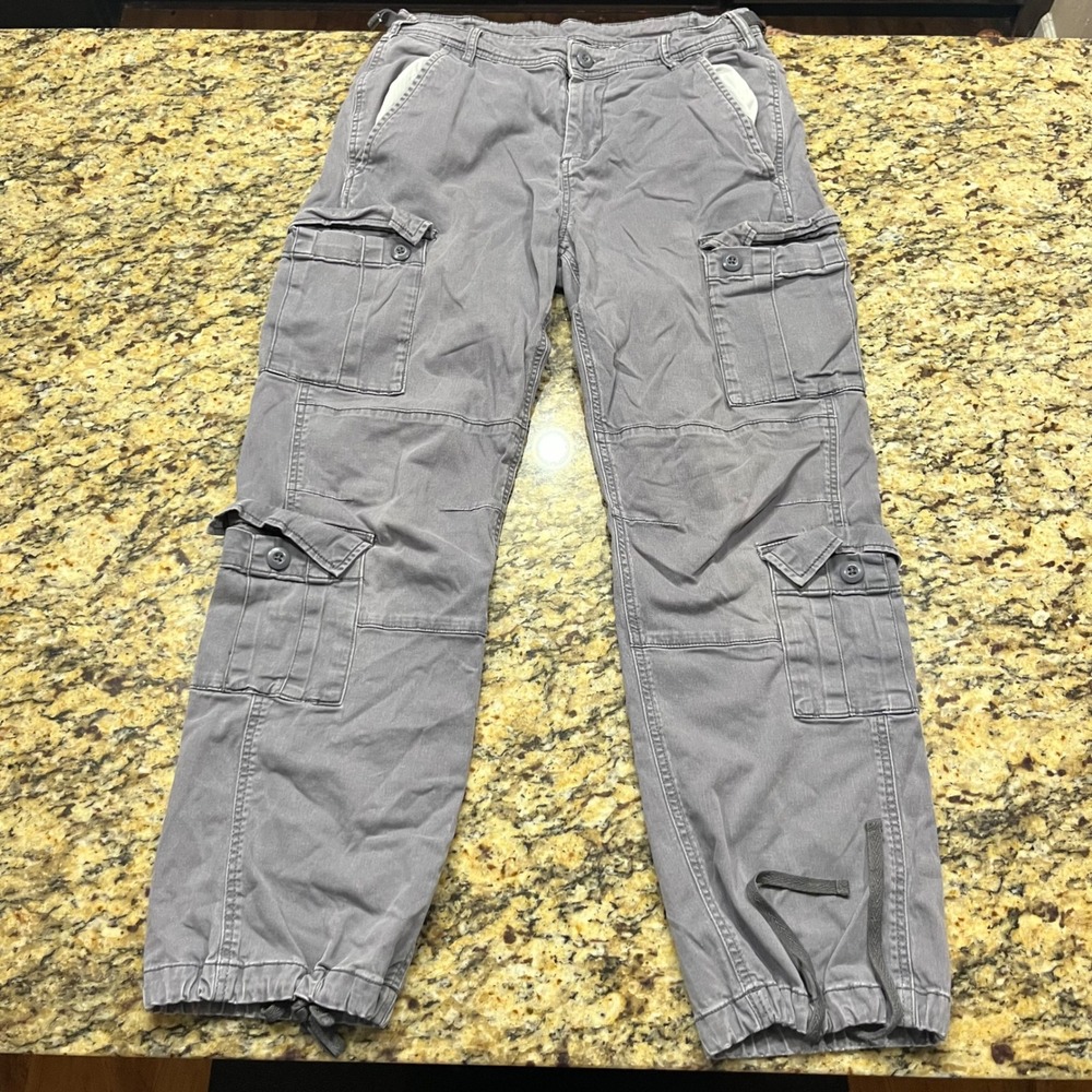 No Boundaries Mens Cargo Pants Gray Utility Multi Pocket 28x30 Adjustable Ankle